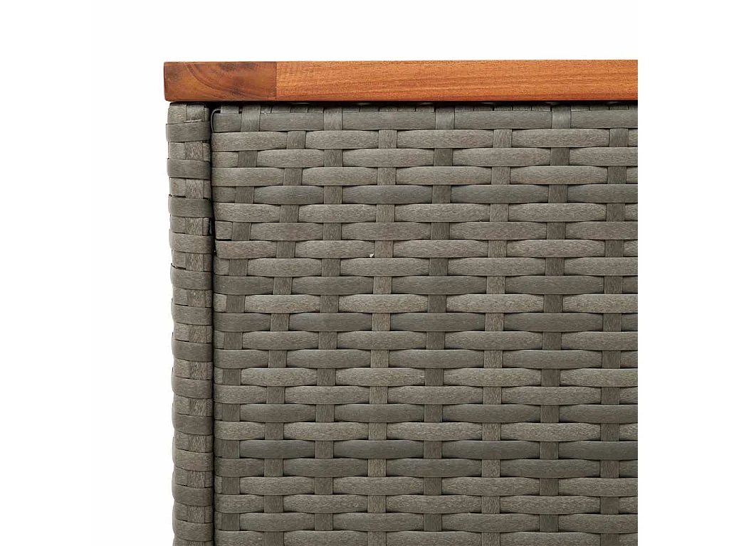 Mesas de apoio p/ jardim 2 pcs vime PE/madeira maciça cinzento