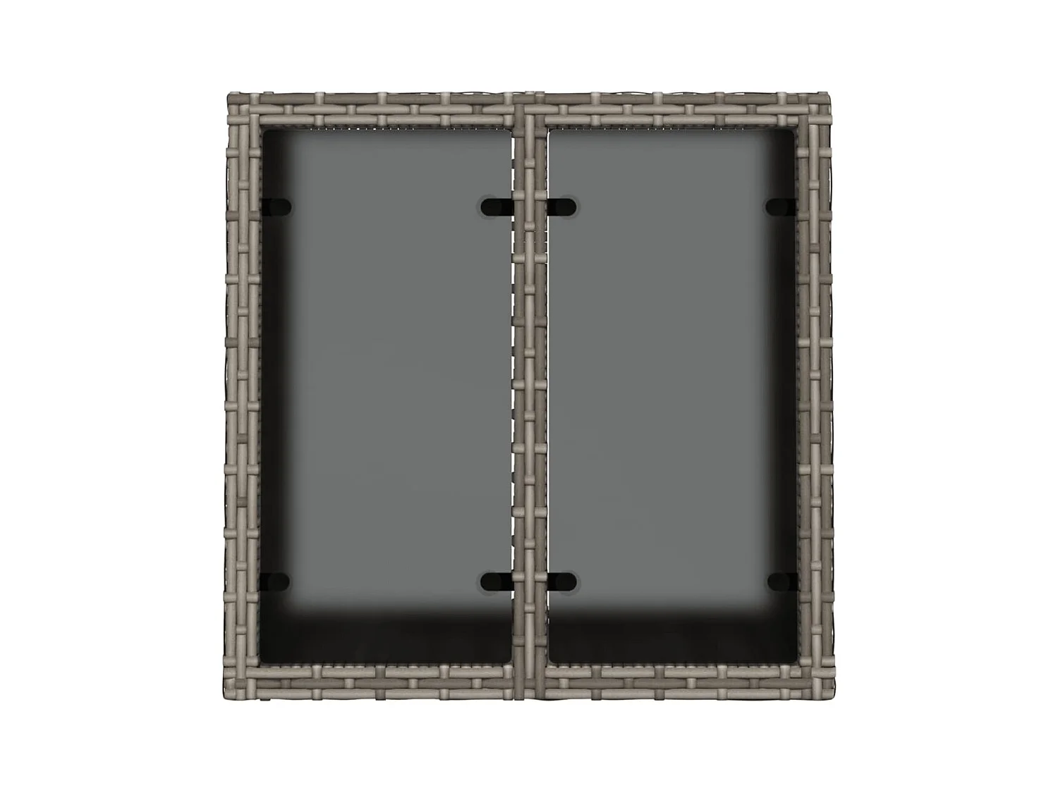 Tuintafel met glazen blad 55x55x37 cm poly rattan grijs