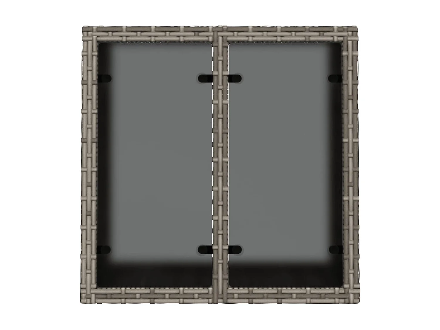 Table de jardin dessus en verre gris 55x55x37 cm résine tressée