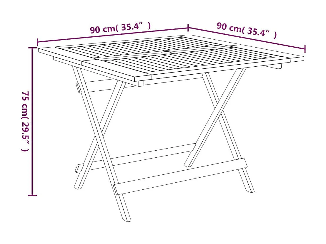 Gartentisch Klappbar 90x90x75 cm Massivholz Akazie