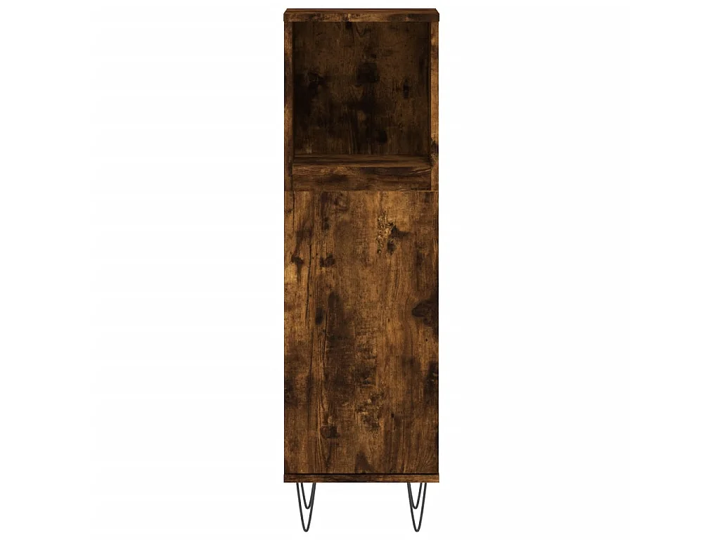 Armario de baño madera contrachapada roble ahumado 30x30x100 cm
