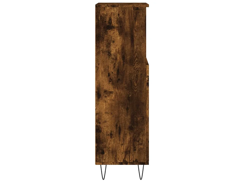 Armario de baño madera contrachapada roble ahumado 30x30x100 cm