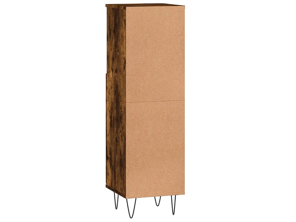 Armario de baño madera contrachapada roble ahumado 30x30x100 cm