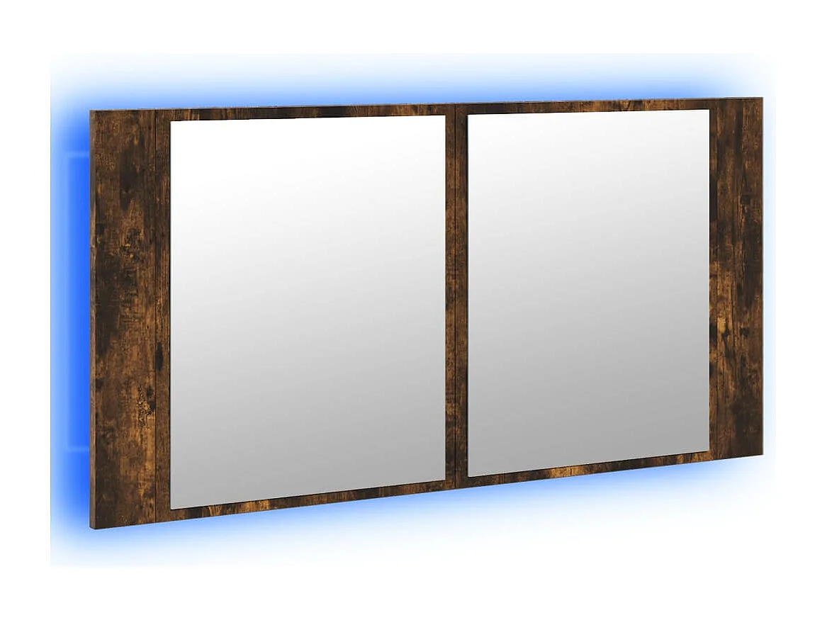 Armário WC c/ espelho e luzes LED acrílico carvalho fumado