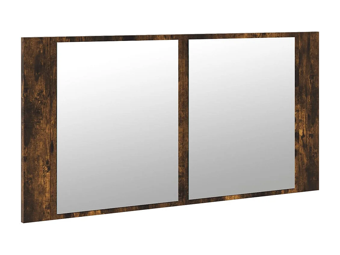 Armário WC c/ espelho e luzes LED acrílico carvalho fumado