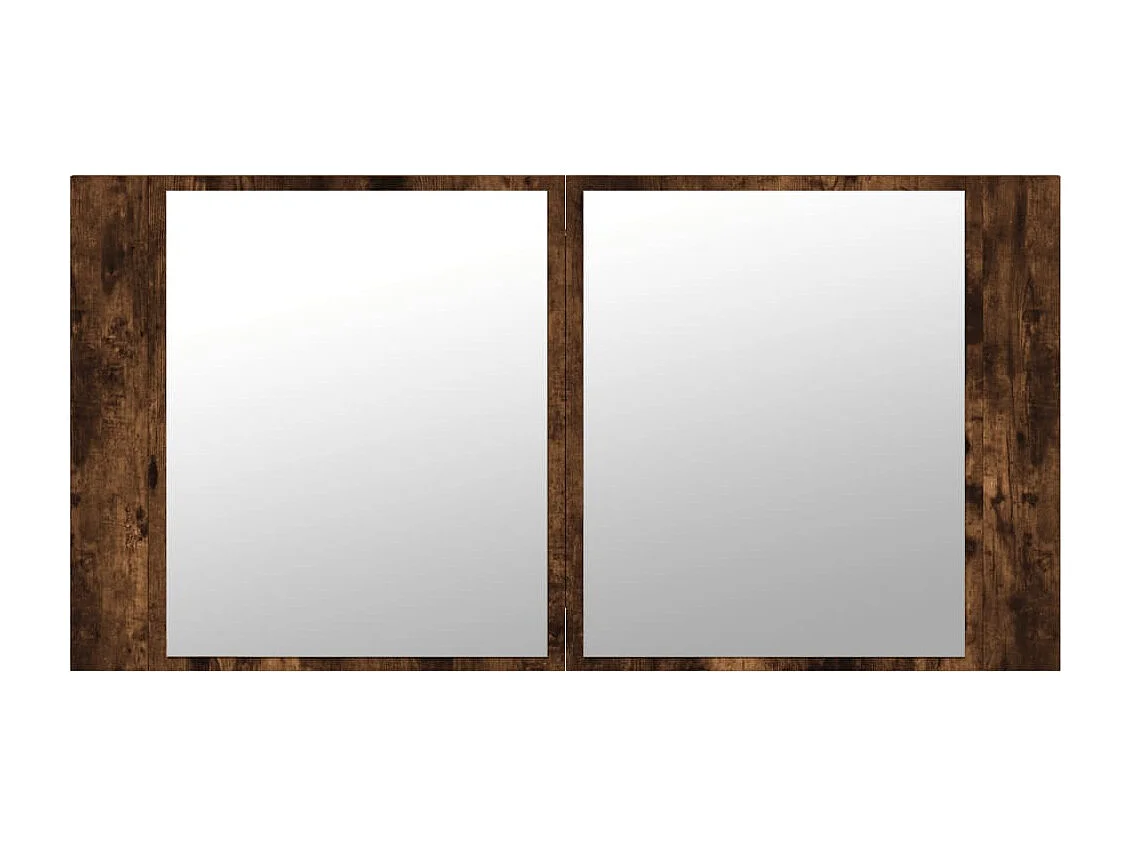 Armário WC c/ espelho e luzes LED acrílico carvalho fumado