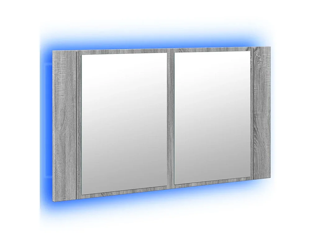 Armoire de salle de bain à miroir LED sonoma gris 80x12x45 cm