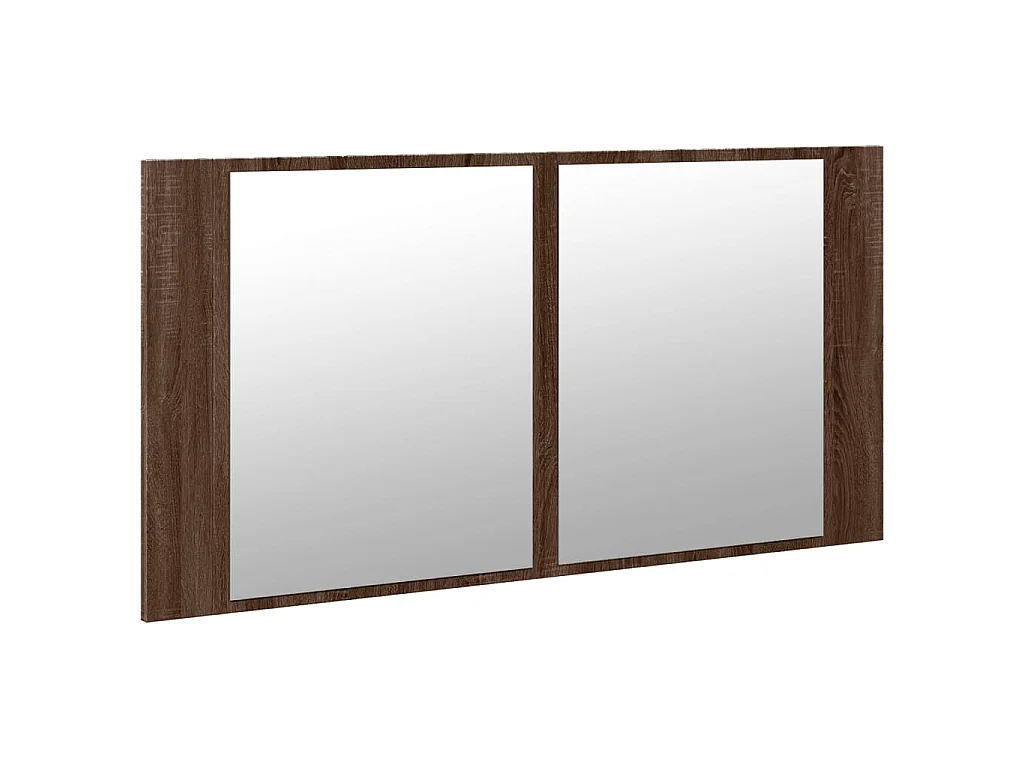 Armadietto Specchio con LED Rovere Marrone 90x12x45cm Acrilico