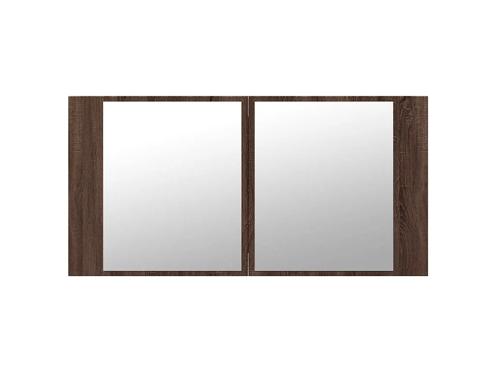 Armadietto Specchio con LED Rovere Marrone 90x12x45cm Acrilico