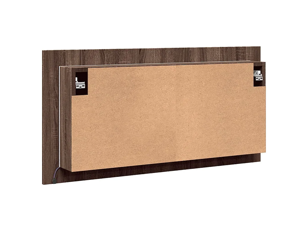 Armadietto Specchio con LED Rovere Marrone 90x12x45cm Acrilico