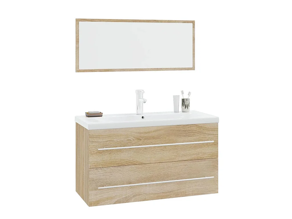 3-delige Badkamermeubelset sonoma eikenkleurig