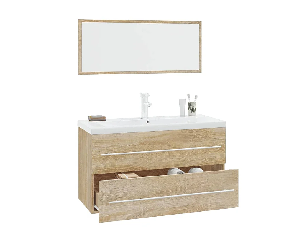 Ensemble de meubles de salle de bain 3 pcs Chêne sonoma