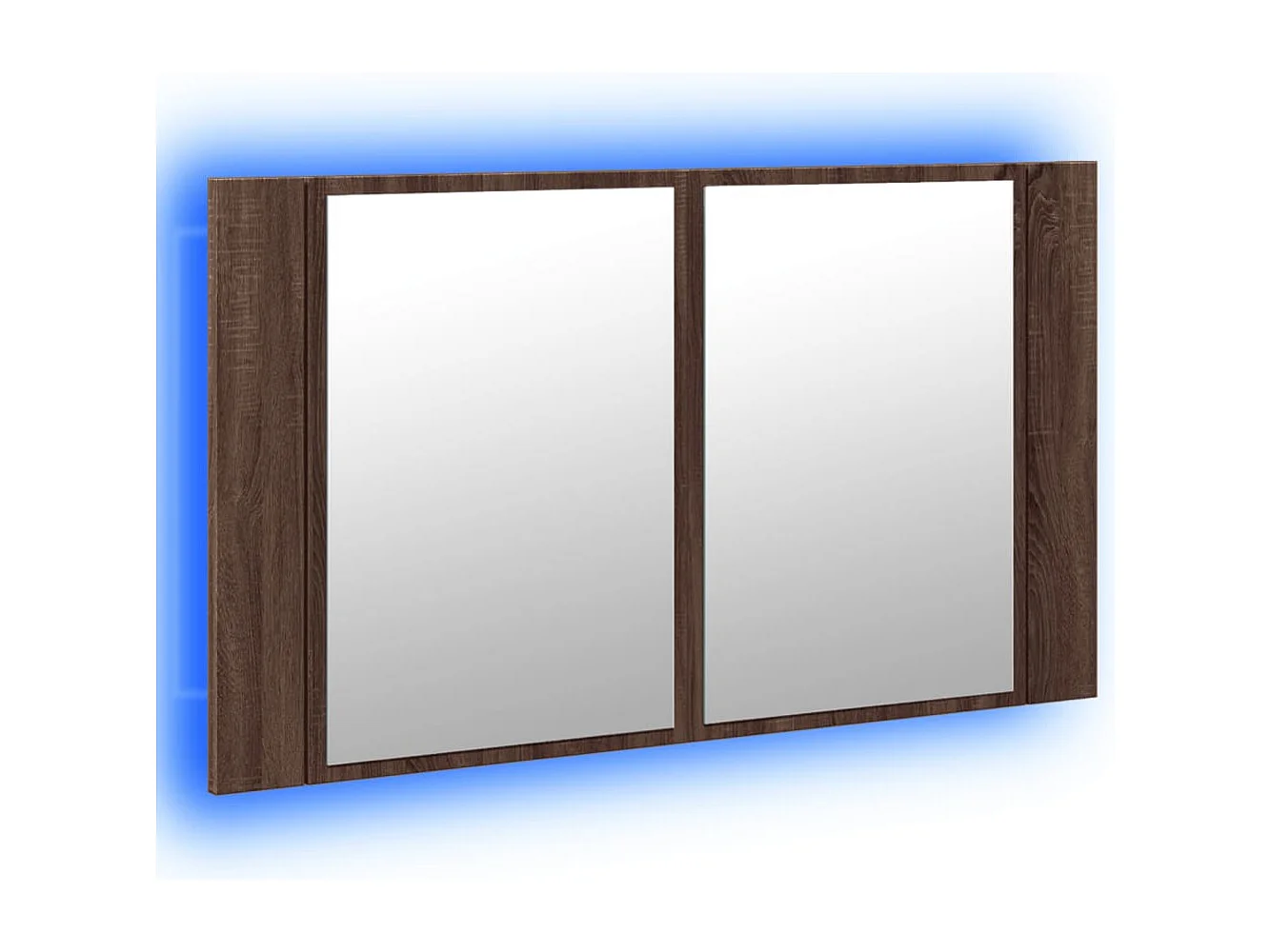 Armadietto Specchio con LED Rovere Marrone 80x12x45cm Acrilico