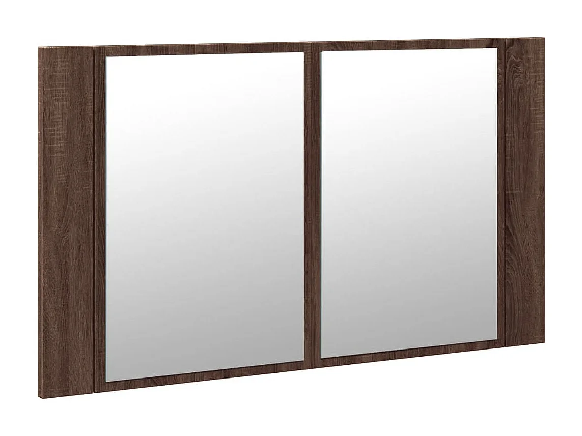 Armadietto Specchio con LED Rovere Marrone 80x12x45cm Acrilico