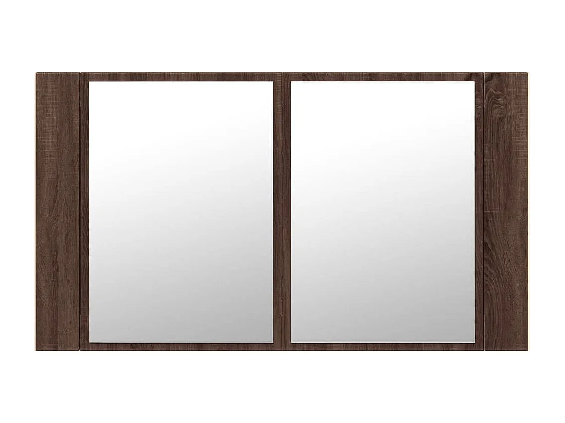 Armadietto Specchio con LED Rovere Marrone 80x12x45cm Acrilico