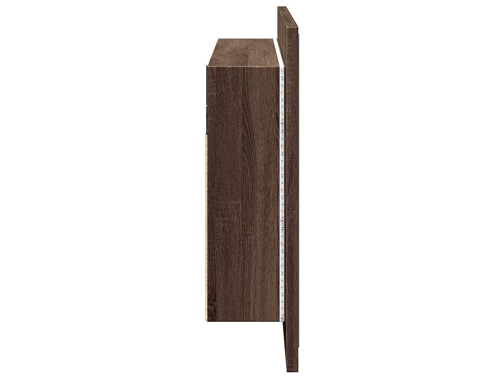 Armadietto Specchio con LED Rovere Marrone 80x12x45cm Acrilico