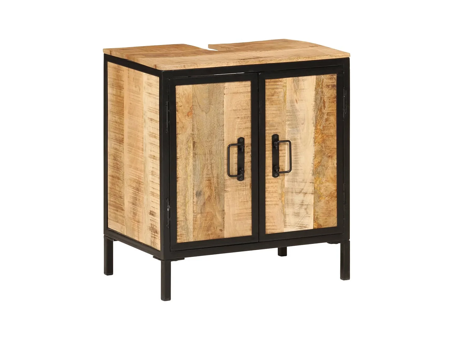 Wastafelkast 55x35x60 cm massief mangohout en ijzer