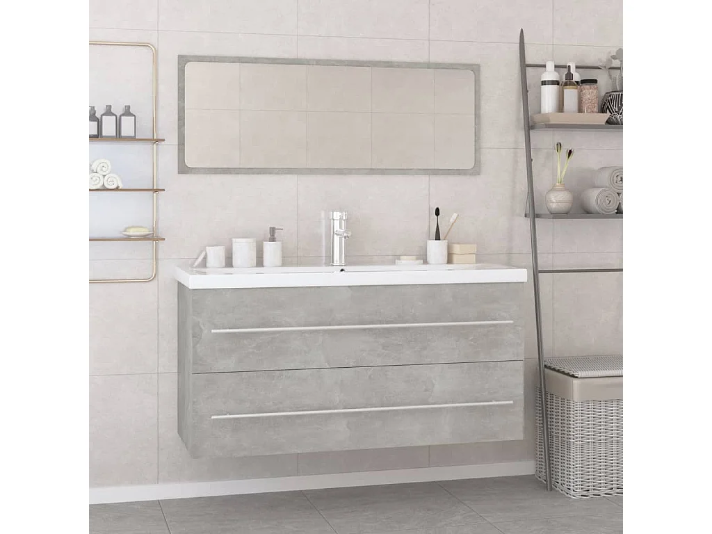 Meubles de salle de bain Gris béton Bois d'ingénierie