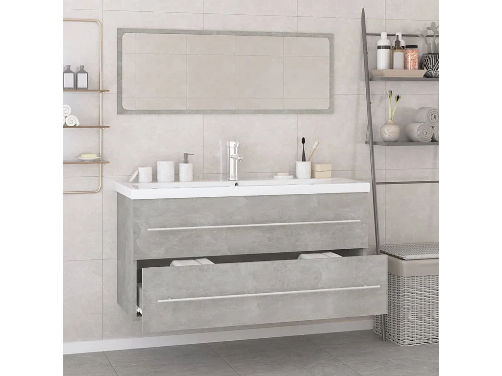 Meubles de salle de bain Gris béton Bois d'ingénierie