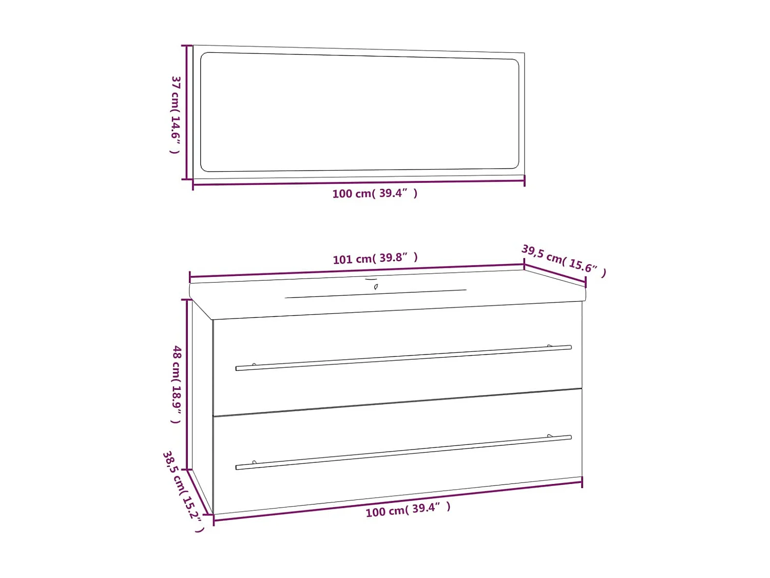 Meubles de salle de bain Gris béton Bois d'ingénierie