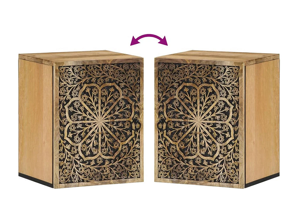 Armoire de salle de bain murale 38x33x48cm bois massif manguier