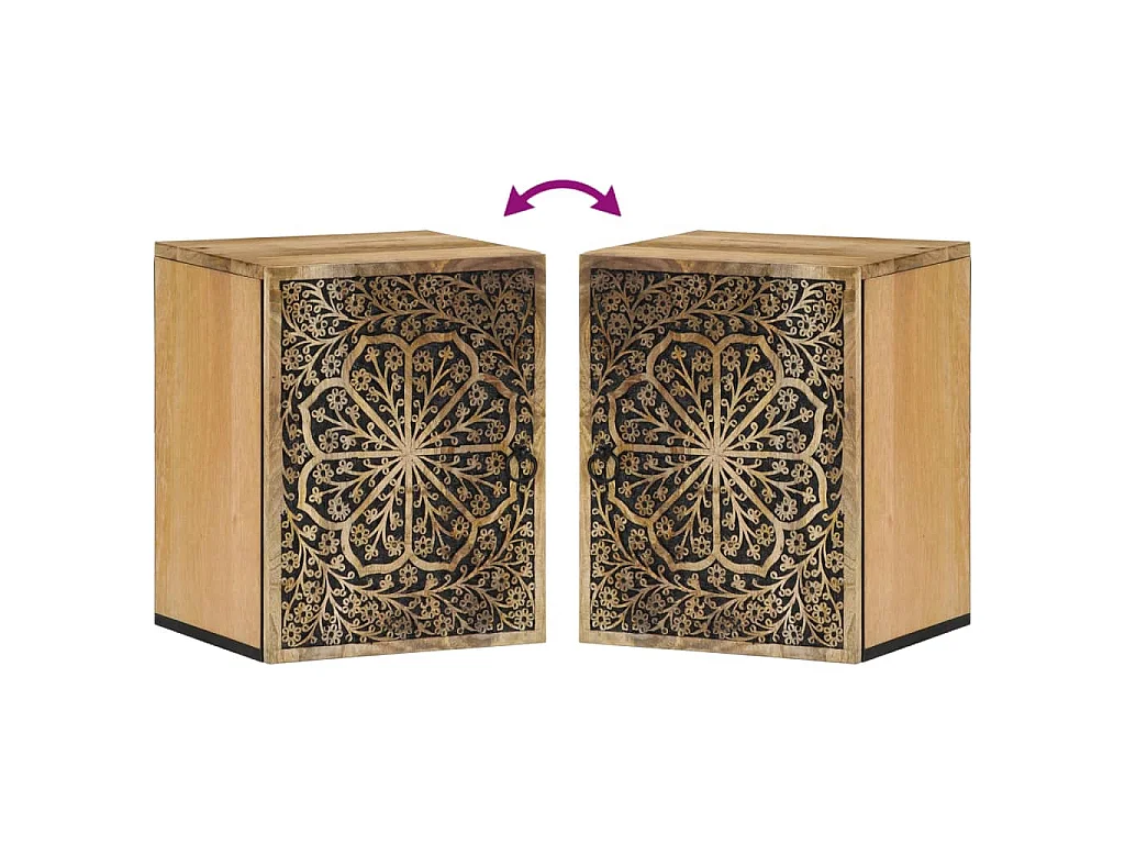 Armoire de salle de bain murale 38x33x48cm bois massif manguier