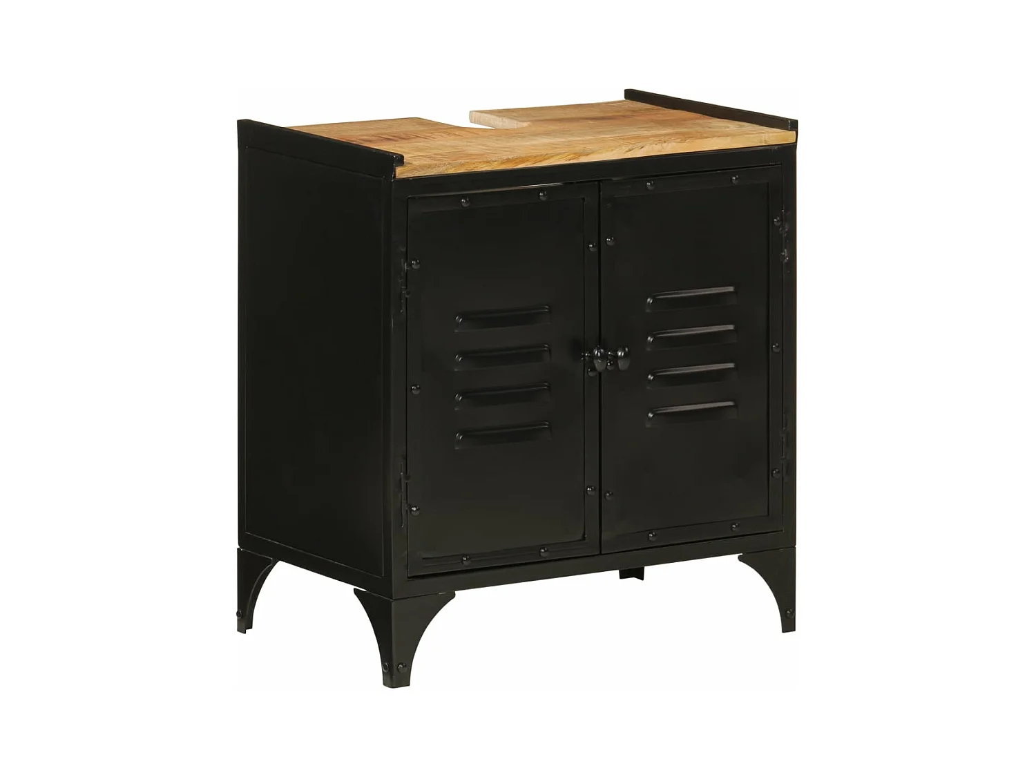 Mobile Lavabo da Bagno 55x35x60 cm Ferro e Legno Massello Mango