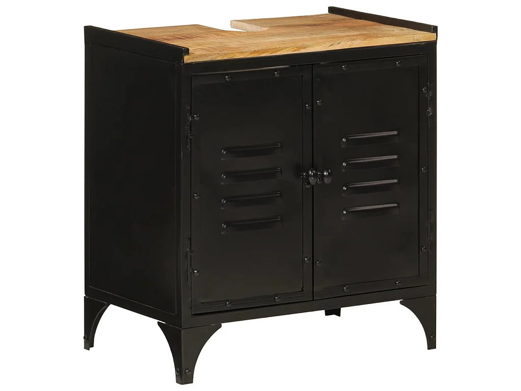 Waschbeckenunterschrank 55x35x60 cm Eisen und Massivholz Mango