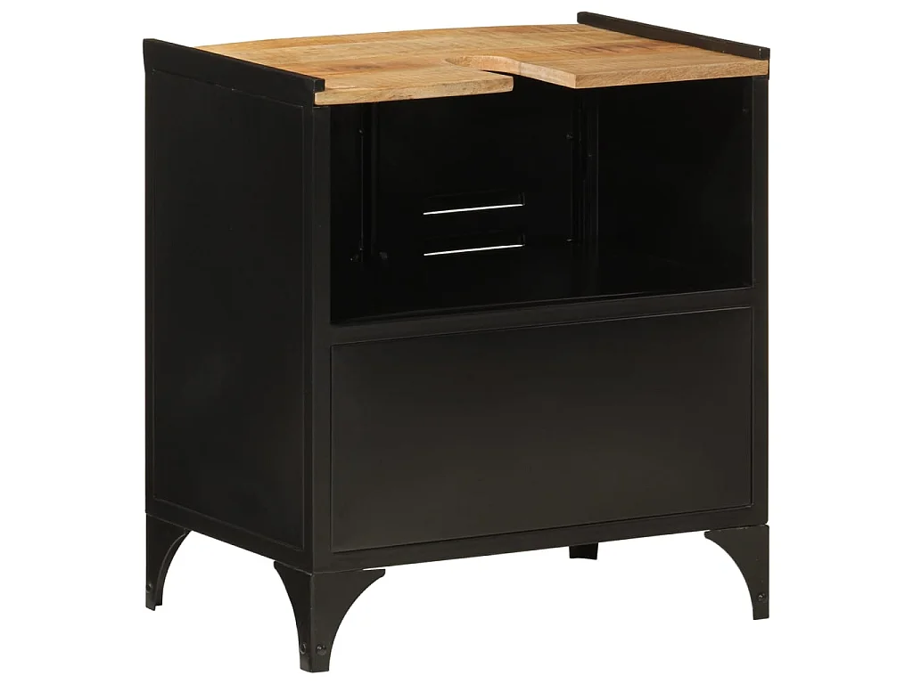 Waschbeckenunterschrank 55x35x60 cm Eisen und Massivholz Mango