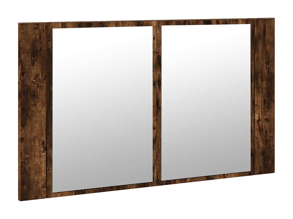 Badkamerkast met spiegel LED 80x12x45 acryl gerookt eikenkleur