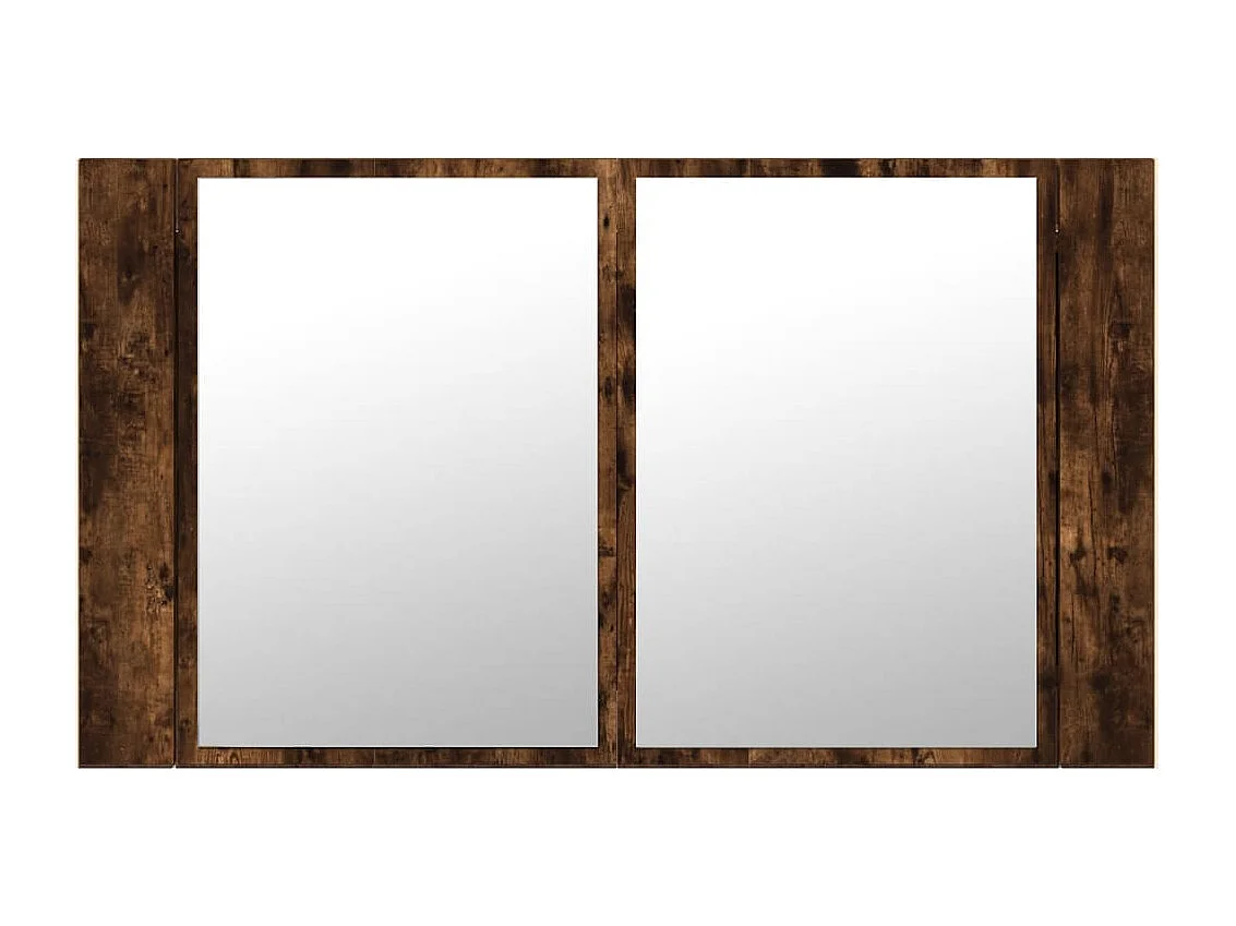 Badkamerkast met spiegel LED 80x12x45 acryl gerookt eikenkleur