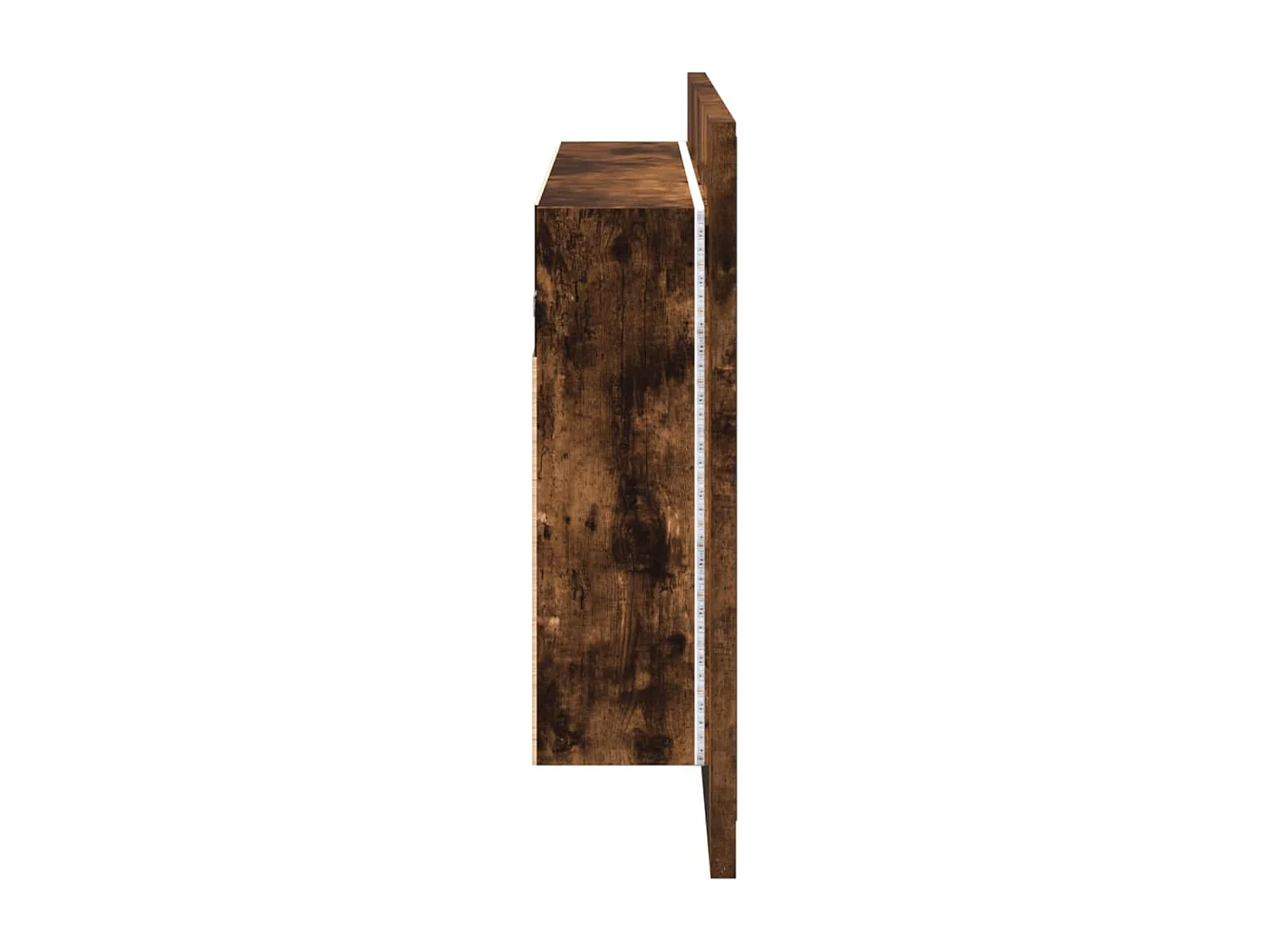 Badkamerkast met spiegel LED 80x12x45 acryl gerookt eikenkleur