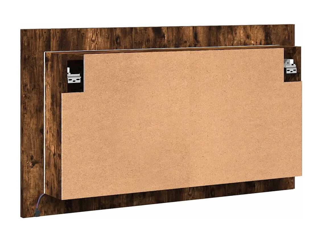 Badkamerkast met spiegel LED 80x12x45 acryl gerookt eikenkleur