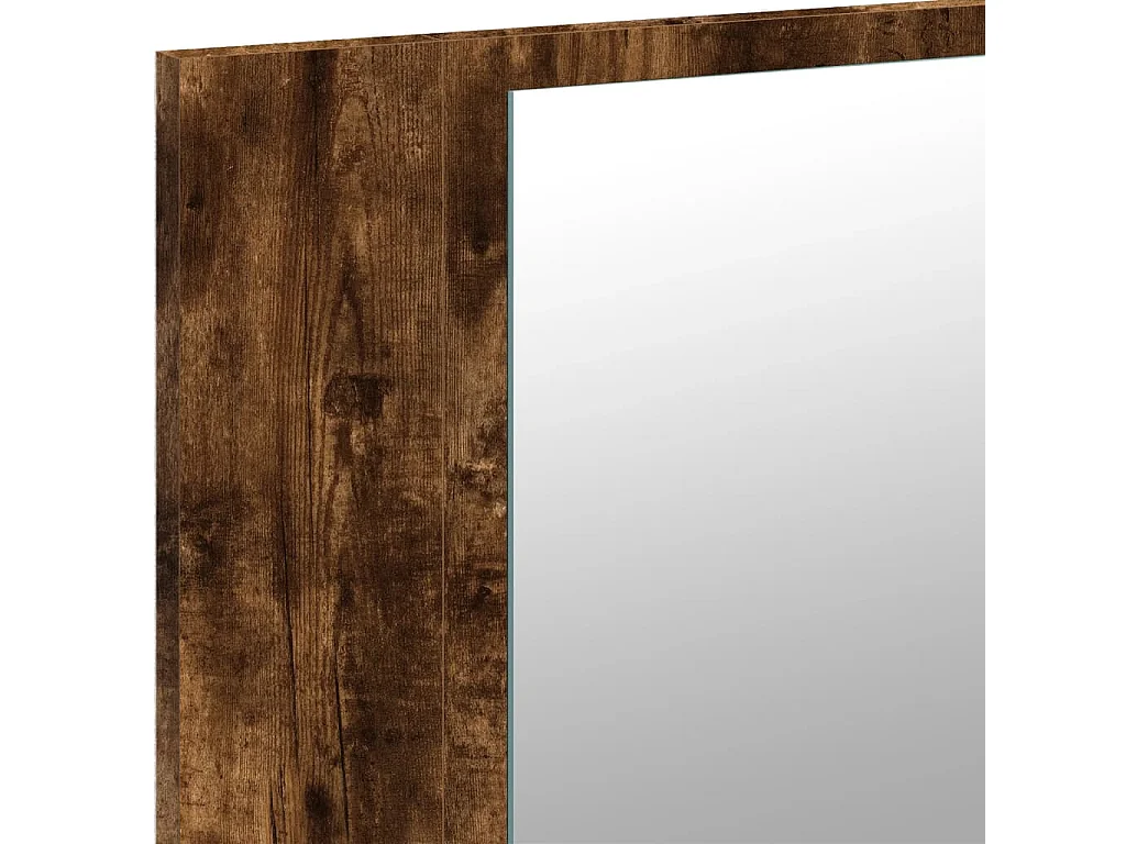 Badkamerkast met spiegel LED 80x12x45 acryl gerookt eikenkleur