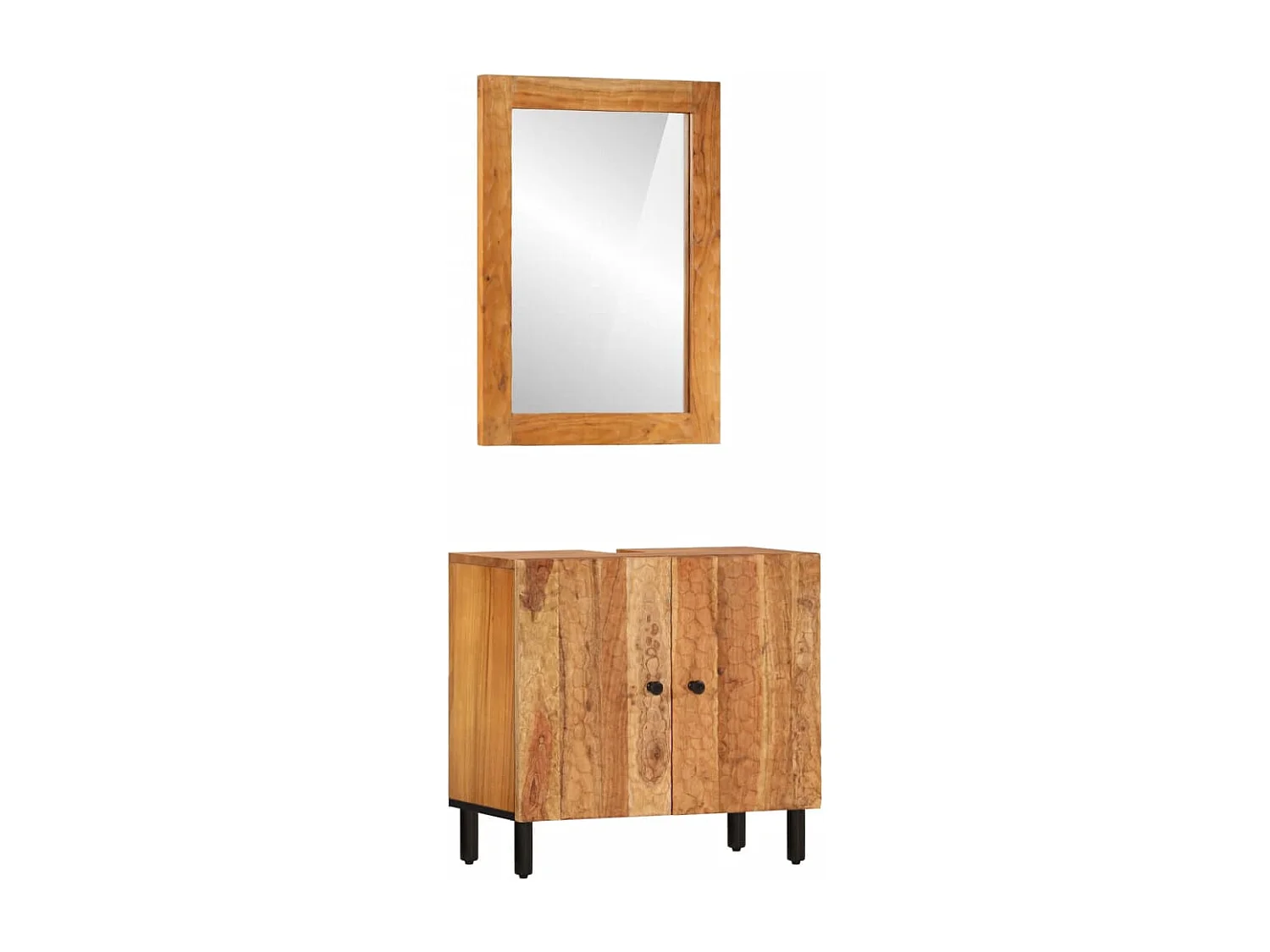 Ensemble d'armoires de salle de bain 2 pcs bois massif d'acacia