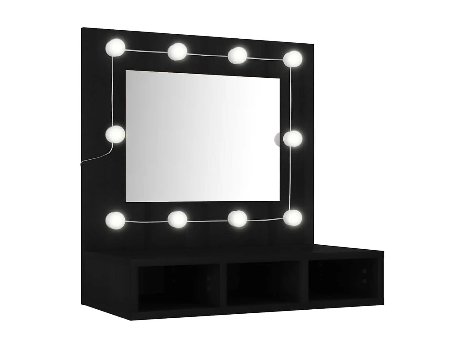 Spiegelschrank mit LED Schwarz 60x31,5x62 cm