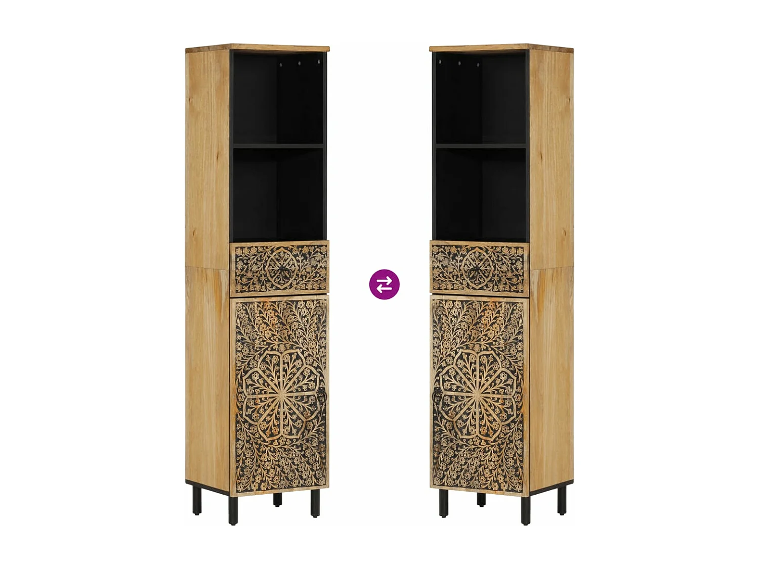 Armoire de salle de bain 38x33x160 cm bois massif de manguier