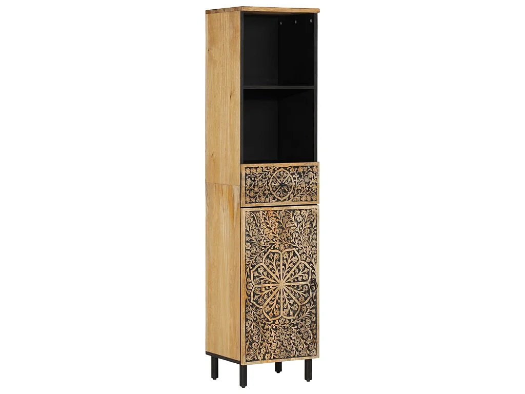 Armoire de salle de bain 38x33x160 cm bois massif de manguier
