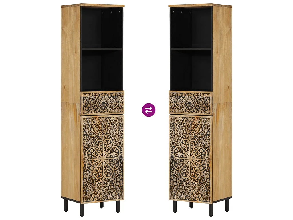 Armoire de salle de bain 38x33x160 cm bois massif de manguier