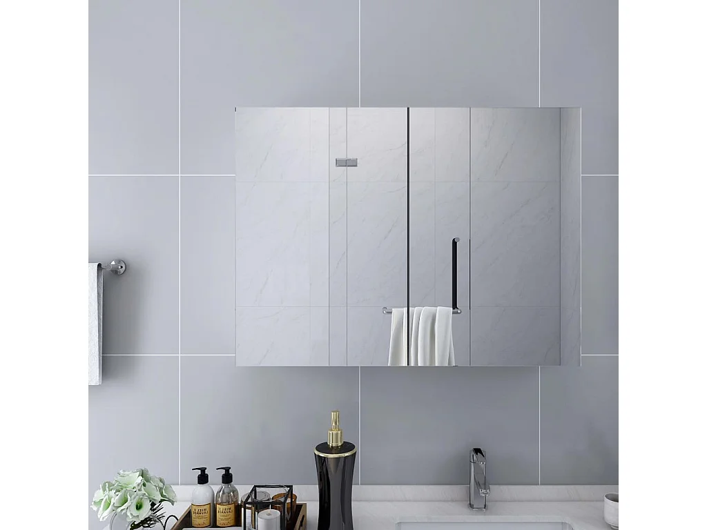 Armoire à miroir de salle de bain blanc 80x15x60 cm MDF