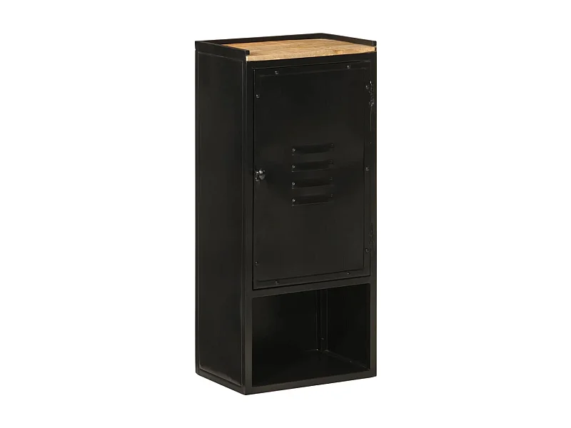 Mobile da Bagno 40x27x90 cm in Ferro e Legno Massello di Mango