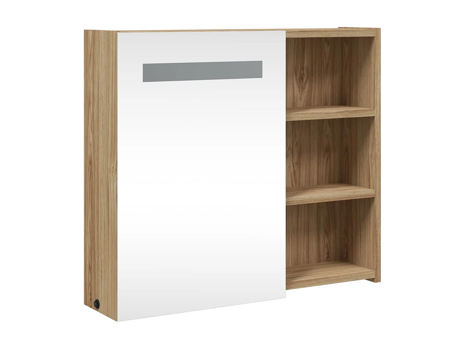 Badkamerkast met spiegel en LED 60x13x52 cm eikenkleurig