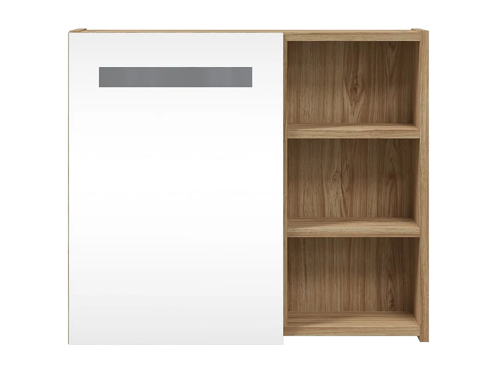 Armoire de salle de bain à miroir avec LED chêne 60x13x52 cm