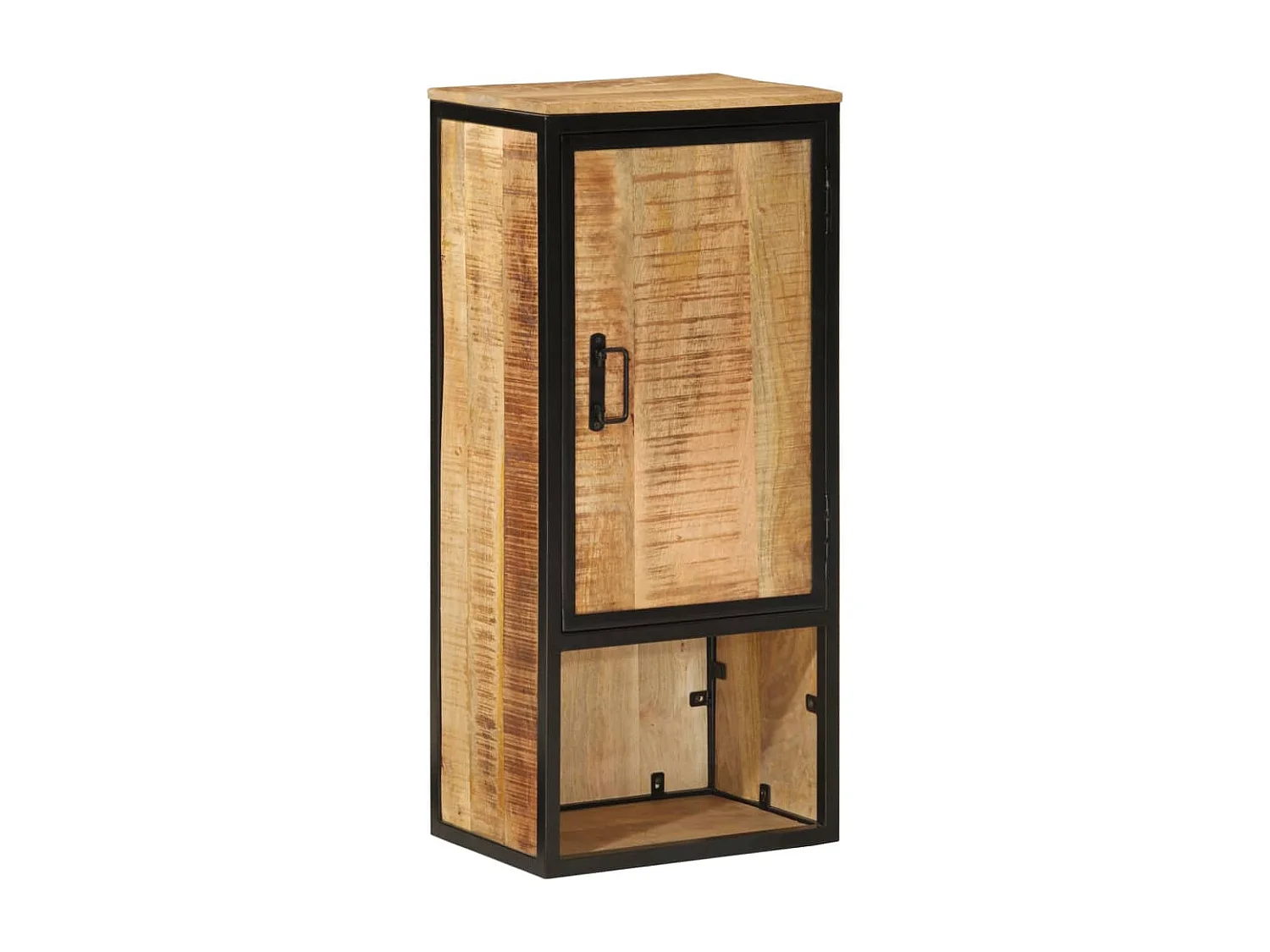 Armoire de salle de bain 40x27x90cm bois massif manguier et fer