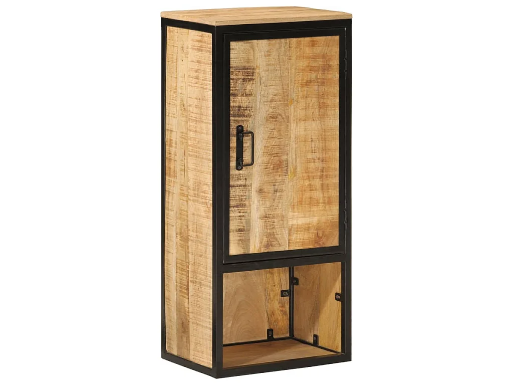 Mueble de baño madera maciza de mango y hierro 40x27x90 cm
