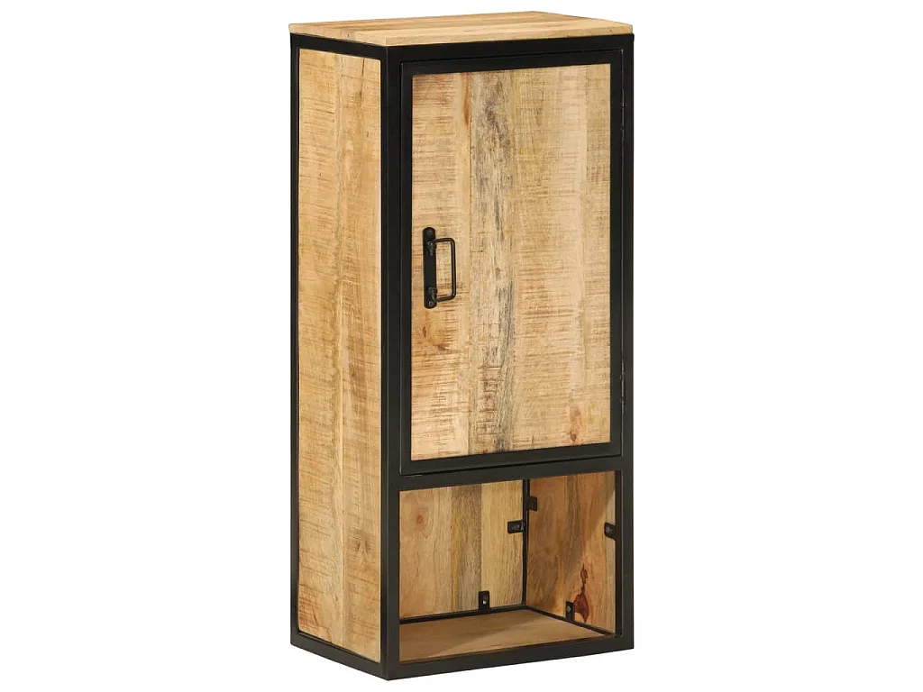Mueble de baño madera maciza de mango y hierro 40x27x90 cm