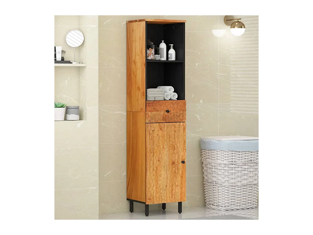 Armoire de salle de bain 38x33x160 cm bois massif d'acacia