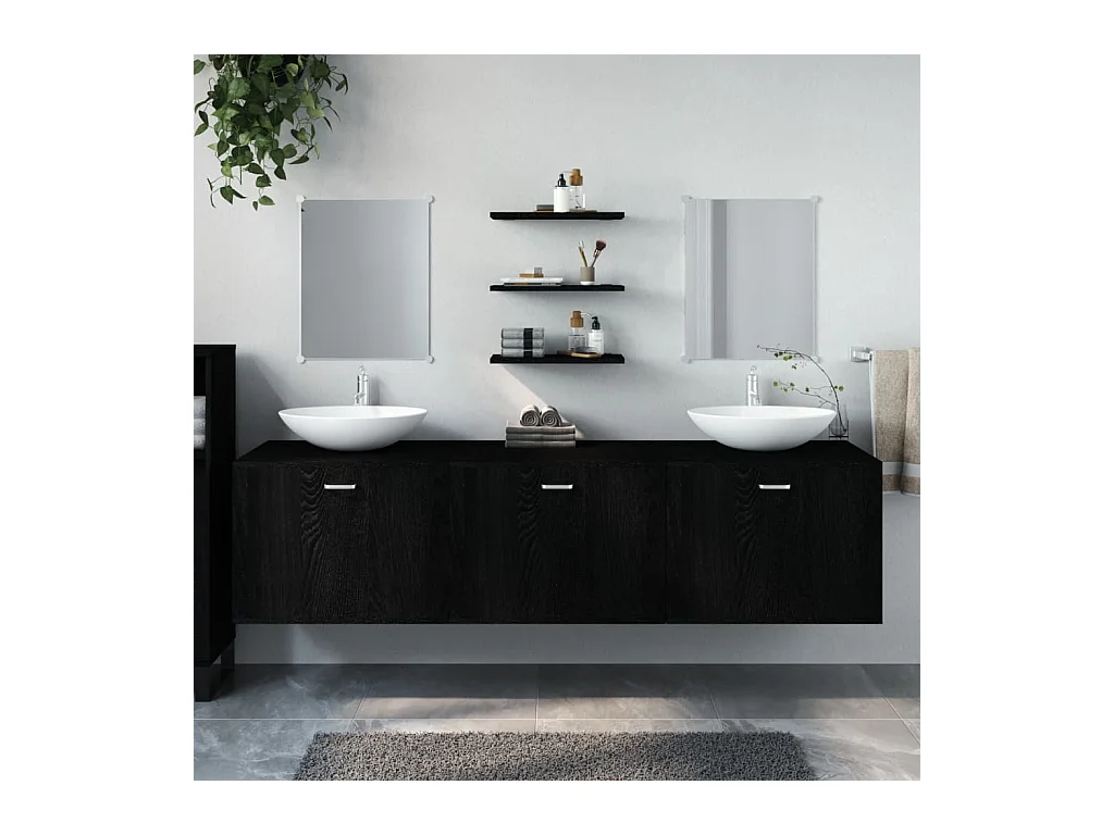 Ensemble de meubles salle de bain 6 pcs noir bois d'ingénierie