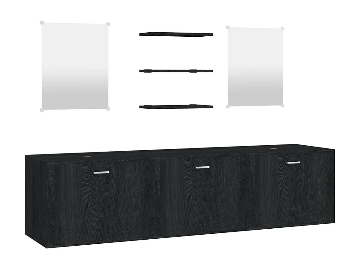 Ensemble de meubles salle de bain 6 pcs noir bois d'ingénierie