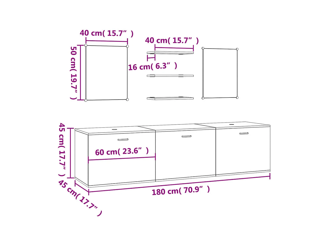 Ensemble de meubles salle de bain 6 pcs noir bois d'ingénierie